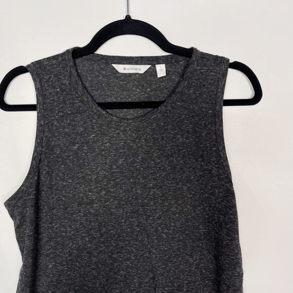Athleta Small S Dark Heather Grey Getaway Tank Top Sleeveless Layered Wrap Front - Picture 3 of 8